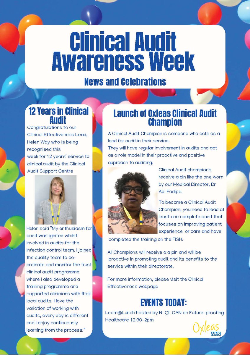 On the last day of Clinical Audit Awareness Week we want to celebrate <a href="/CEOxleas/">Helen Way</a> 12 Years in Clinical Audit and <a href="/abimfadipe/">Abimbola Fadipe</a> becoming a Clinical Audit Champion for <a href="/OxleasNHS/">Oxleas NHS</a> showing off our lovely Champion pin badges #CAAW22 #clinicalaudit <a href="/OxleasQA/">Ox Quality Assurance</a> <a href="/OxleasQi/">Oxleas QI</a> <a href="/cascleicester/">CASC Leicester</a>