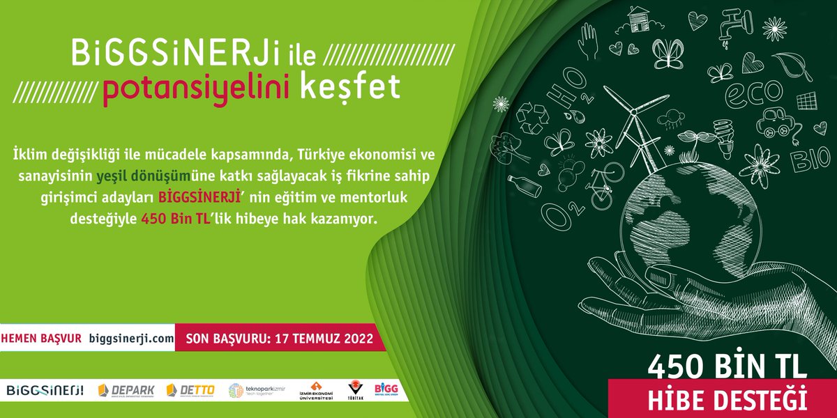 İklim değişikliği ile mücadeleye, ekonomi ve sanayide yeşil dönüşüme katkı verecek iş fikirlerini destekleyen Bigg Yeşil Büyüme çağrısı başvuruları başladı. 🌳♻️🌳 Başvuru için biggsinerji.com #biggsinerji