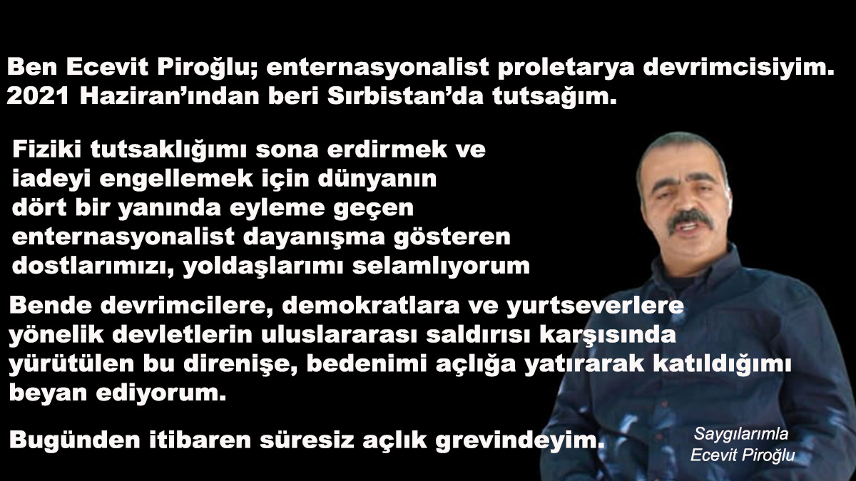 ForPiroglu's tweet photo. Freedom for Ecevit Piroğlu
#Serbian Government, Stop Extradition!

15. days of #hungerstrike 
#FreePiroglu
 
@MFASerbia @serbiagovt  @avucic @ECHR_CEDH @amnesty @MSF https://t.co/reM1LwYdzr