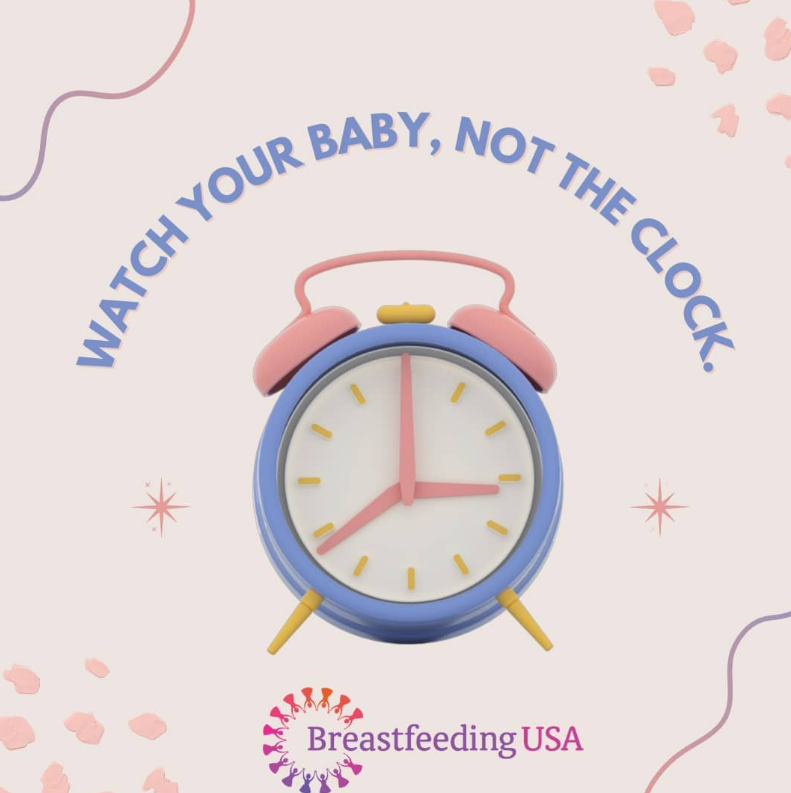 Bf_USA's tweet photo. Watch your baby, not the clock! When awake in the night with baby, avoid looking at the clock or checking your phone. You may fall back asleep quicker if you're less aware of the time. Sweet dreams! #BreastfeedingManagement #HungerCues #BabyFeedingTips https://t.co/pDU6LUiyzg