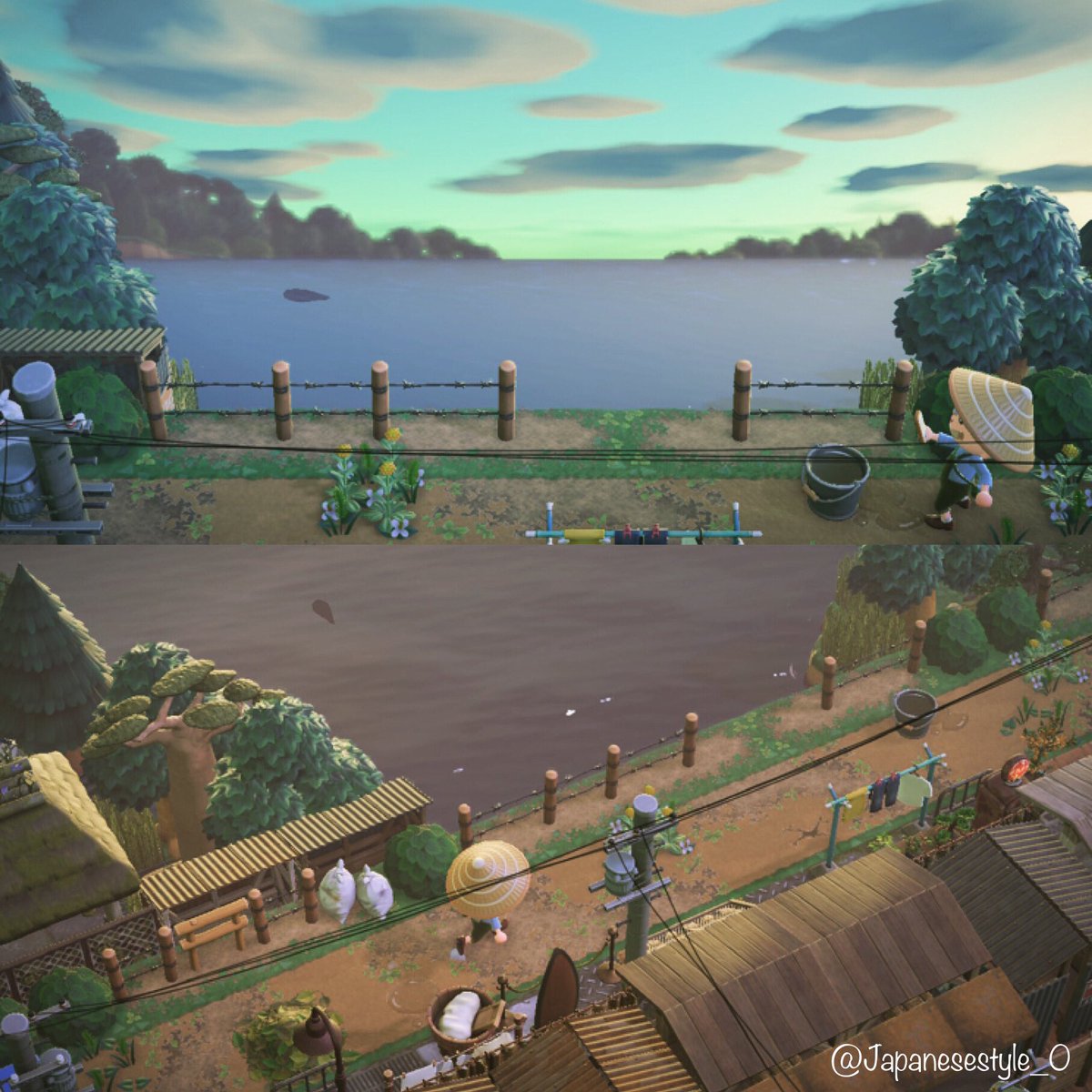 Japanesestyle_0's tweet photo. 舟屋から湖を一望できます𓂃◌𓈒𓐍

#ACNH #AnimalCrossing #あつ森 https://t.co/oGregUiJUQ