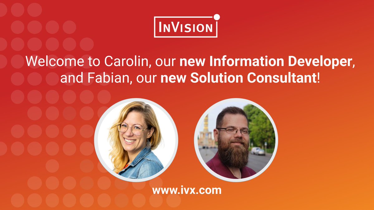 InVisionDE's tweet photo. We'd like to wish you both, Carolin & Fabian, a perfect start at #InVision! Carolin joined us as our new #InformationDeveloper at our R&D location in #Leipzig, Germany. Fabian started as our new #SolutionConsultant working remotely, based in Berlin, Germany. Very welcome! https://t.co/BjGbMTZngl