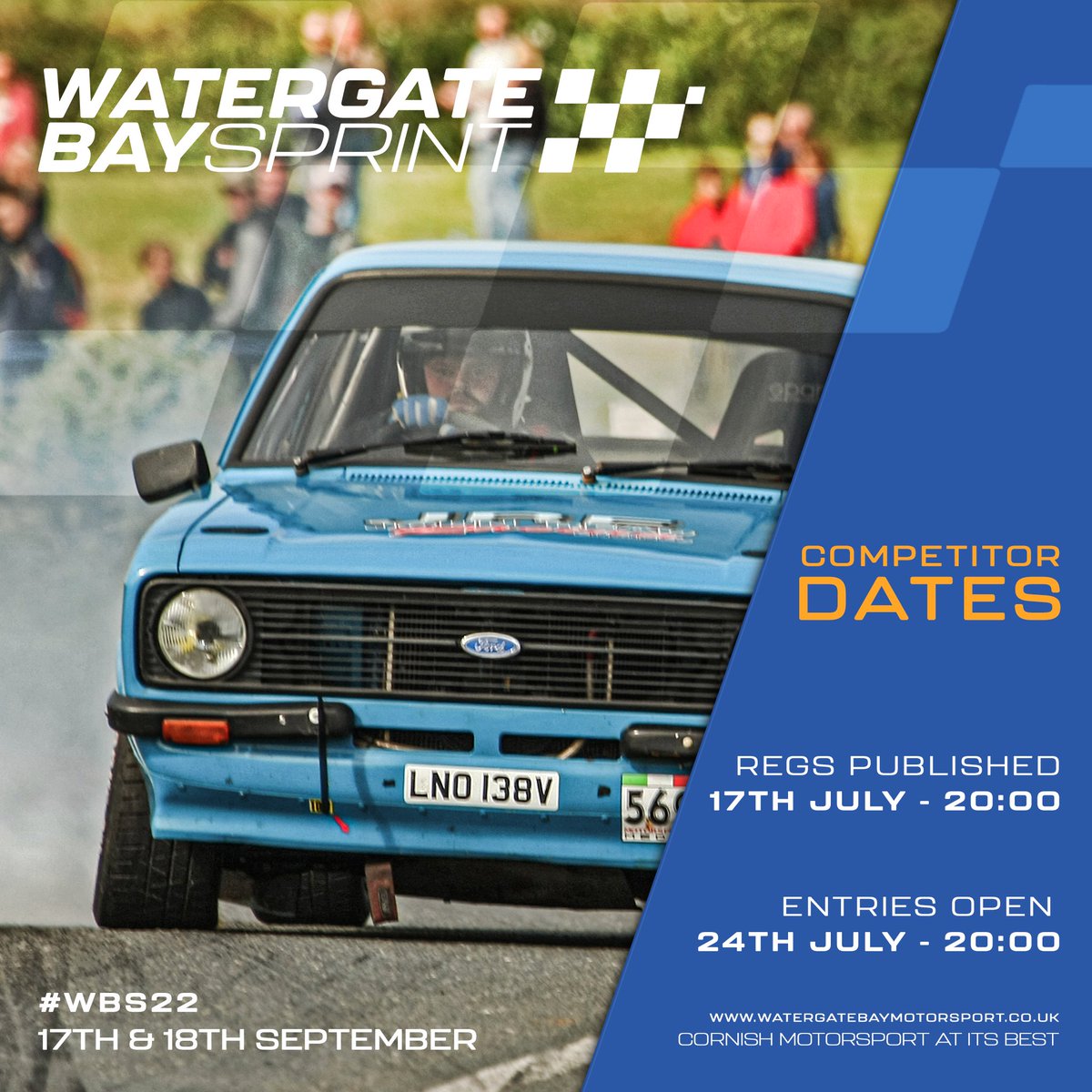 📣 COMPETITORS ANNOUNCEMENT 📣 

📅 Some key dates for competitors to help with planning for this years Watergate Bay Sprint on 17/18 September! 📅

🟠 Regulations Published: 17th July at 20:00
🔵 Entries Open: 24th July at 20:00

Don't miss out!
watergatebaymotorsport.co.uk/competitors/

#WBS22
