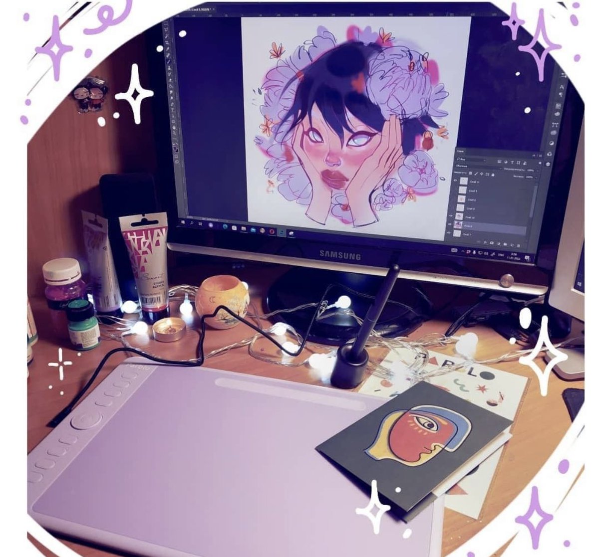 ParbloJapan's tweet photo. 紫のintangboペンタブからインスピレーションを受け、イラストを描いていただきました！

レビューありがとうございます🙇‍♀️🙇

アーティスト:@unaanya(ins）
#parblointangbo #parblo #ペンタブ　＃デジタルイラスト　#絵描きさんと繋がりたい https://t.co/dXVRimKKkv