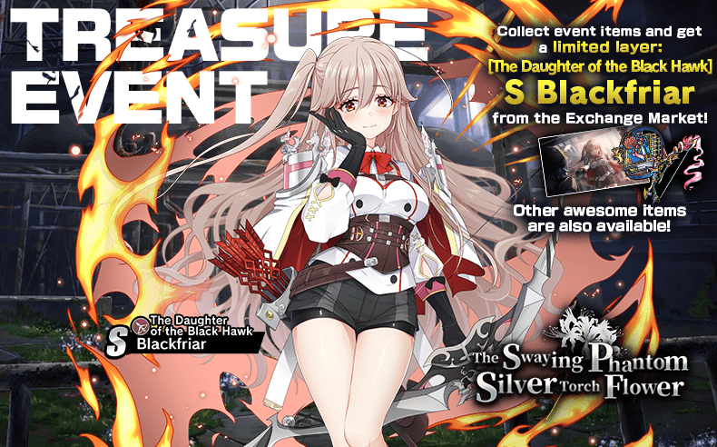 MistTrainGirls's tweet photo. Hello, Conductors!
Thank you for playing Mist Train Girls.

The new treasure event "The Swaying Phantom Silver Torch Flower" is now live!
In this event, you can get the limited S Layer [The Daughter of the Black Hawk] Blackfriar! https://t.co/juqN9ao9vx