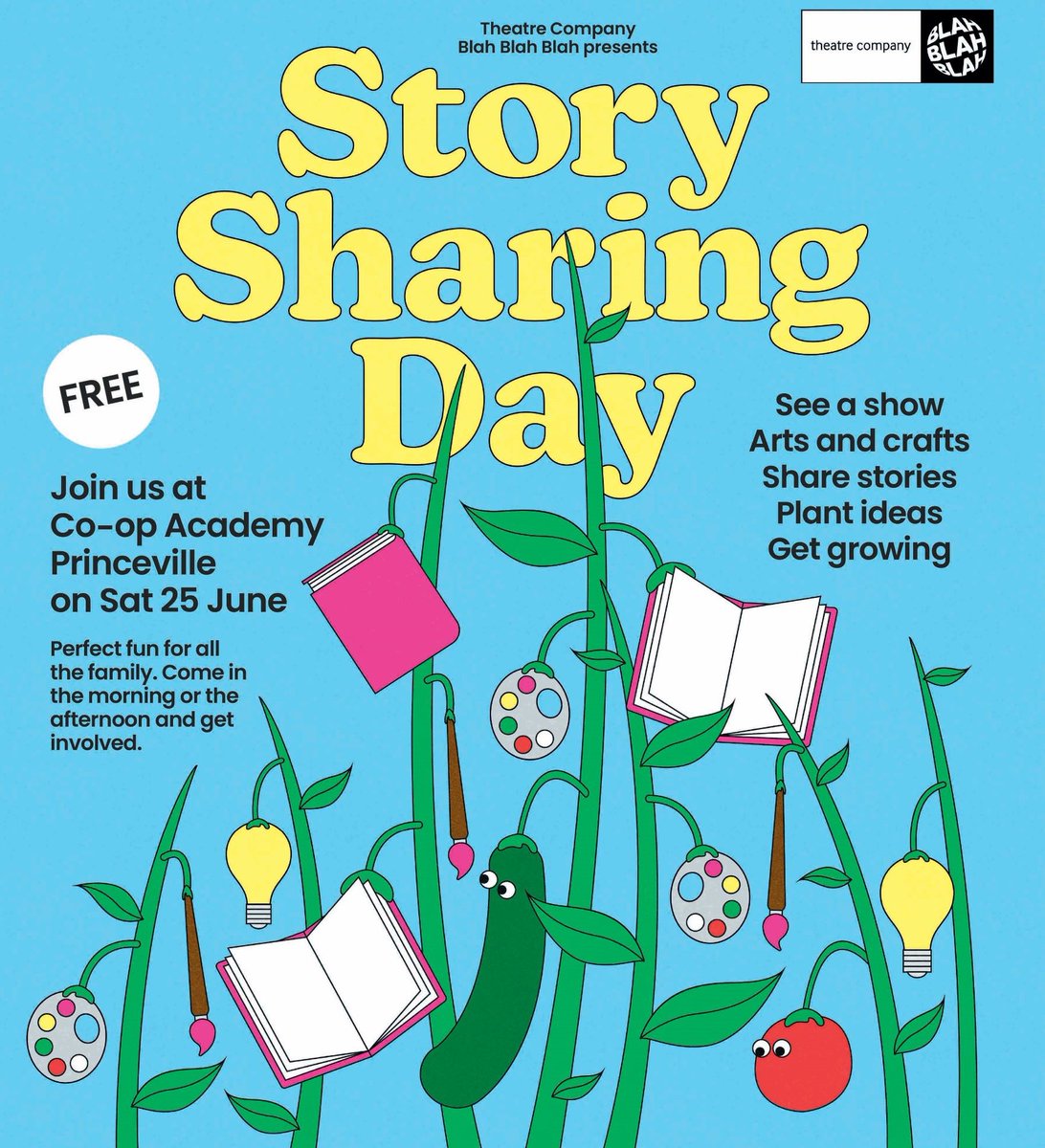 theatreblahs's tweet photo. On Sat 25 June we will be hosting a FREE Story Sharing Day @coopprinceville with @Growtoschool
π Performance of a new show in R&D
π¨ Arts & crafts
π Stories
π· Planting ideas
Great fun for the whole family - we're looking forward to seeing everyone there & sharing stories https://t.co/gUOH4YdFd0