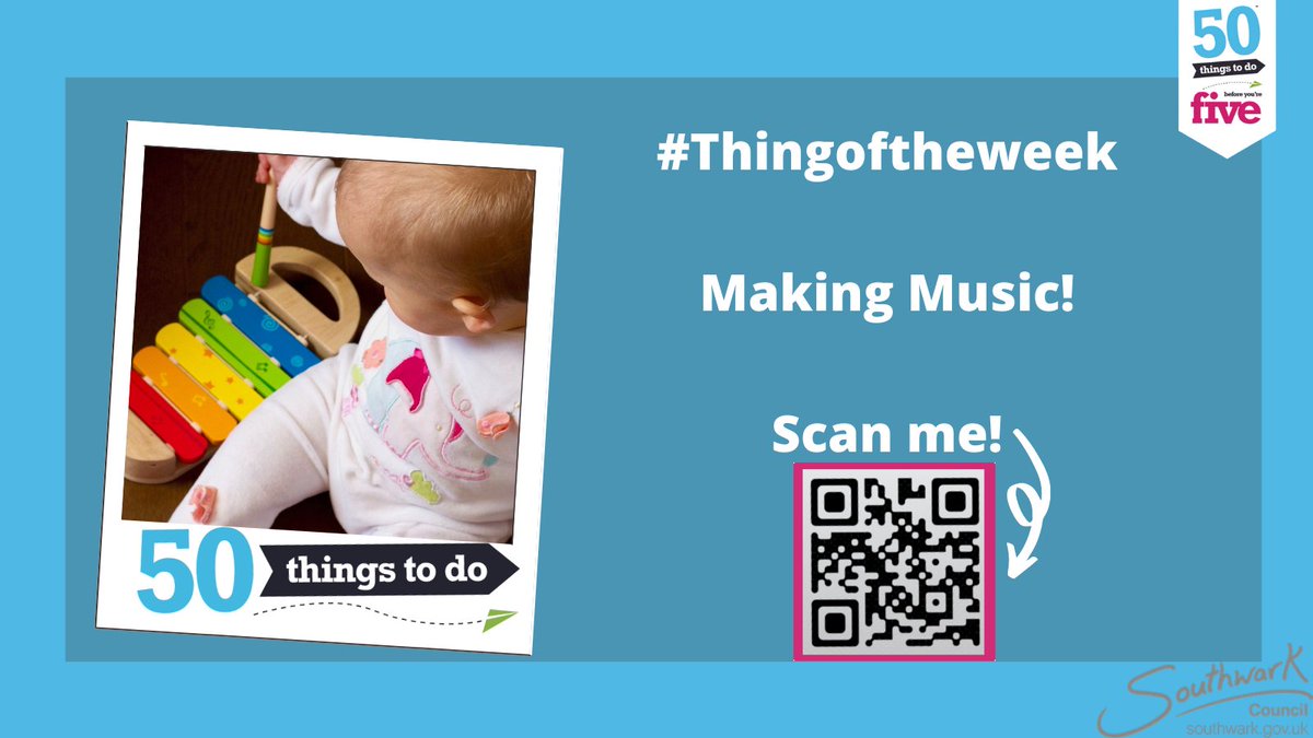 C_D_cfc's tweet photo. Our #ThingOfTheWeek is No.7 Making Music!
Did you know there is so much information tailored to your child's age and stage in our app? Click on Making Music to find out all the benefits of this activity.
Scan the QR code now! https://t.co/bXy58D8LeY