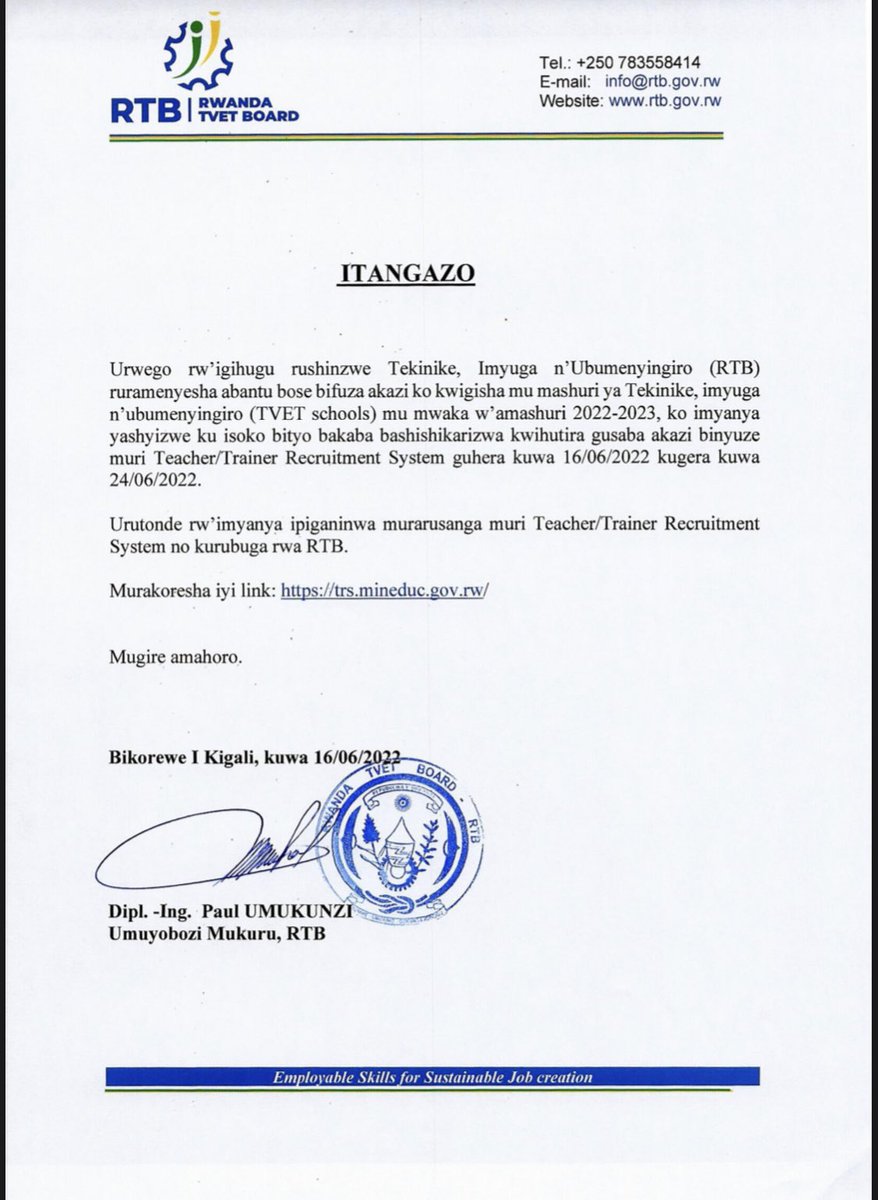 Rwanda TVET Board tweet media