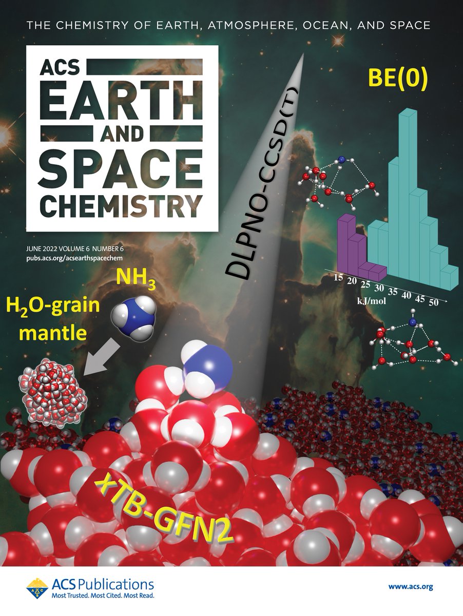 labccmg's tweet photo. Happy to share  @QuantumGrain @DawnOrganic @beyond_2p the cover of: 

Theoretical Distribution of the Ammonia Binding Energy at Interstellar Icy Grains: A New Computational Framework https://t.co/P0SnPmcaFW 

Thanks to xTB @GrimmeLab &amp; ORCA @faccts_orca https://t.co/hG6tyLaxuD