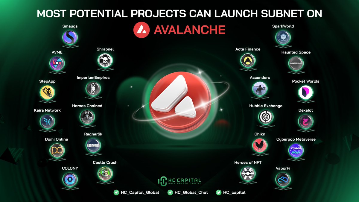 🔥 Most Potential Projects can launch Subnet on @avalancheavax 

<a href="/playSHRAPNEL/">SHRAPNEL</a> <a href="/ImperiumEmpires/">ImperiumEmpires🔺| USD $3k+ FREE!</a> <a href="/HeroesChained/">Heroes Chained 🔺</a> <a href="/ActaFi/">Acta Finance 🔺</a> <a href="/PlayAscenders/">Ascenders ⚔️</a> <a href="/playcastlecrush/">Castle Crush🔺</a> <a href="/chikn_nft/">Chikn 🔺</a> <a href="/HubbleExchange/">Hubble Exchange 🔭</a> <a href="/heroesofnft/">Heroes of NFT 本🔺</a> @smaugsnft <a href="/StepApp_/">Step App | The Future of Fitness</a> <a href="/AVME_IO/">AVME 🔺</a> <a href="/Colonylab/">COLONY 🔺</a> @_SparkGM @dexalotcom @VaporNodes 

#AVAX
