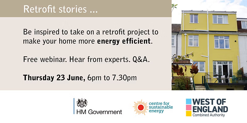 HelloCSE's tweet photo. Want to know what a #Retrofitted home looks like?🏠 Join our online webinar on Thursday at 6pm.

We’ll highlight why #EfficiencyFirst is important and you'll see inside people's homes who have made #Sustainable changes and hear their journeys. Sign up now https://t.co/Y256p7SVxn https://t.co/p6Y7pcQjuN