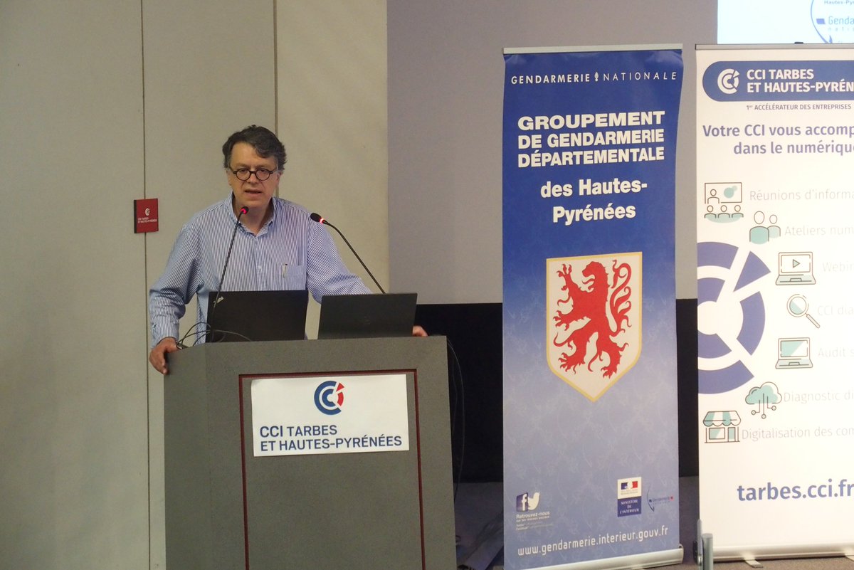 CCITarbesHP's tweet photo. 🛡 "A très court terme, 50% des #infractions seront issues de la #cybercriminalité" a indiqué Lieutenant-Colonel ROUGNON-GLASSON, de la @Gendarmerie lors du Forum sur la #sécurité économique et la #cybersécurité, co-organisé par la @CCITarbesHP et la #cma65 https://t.co/aeHh4o6E4k