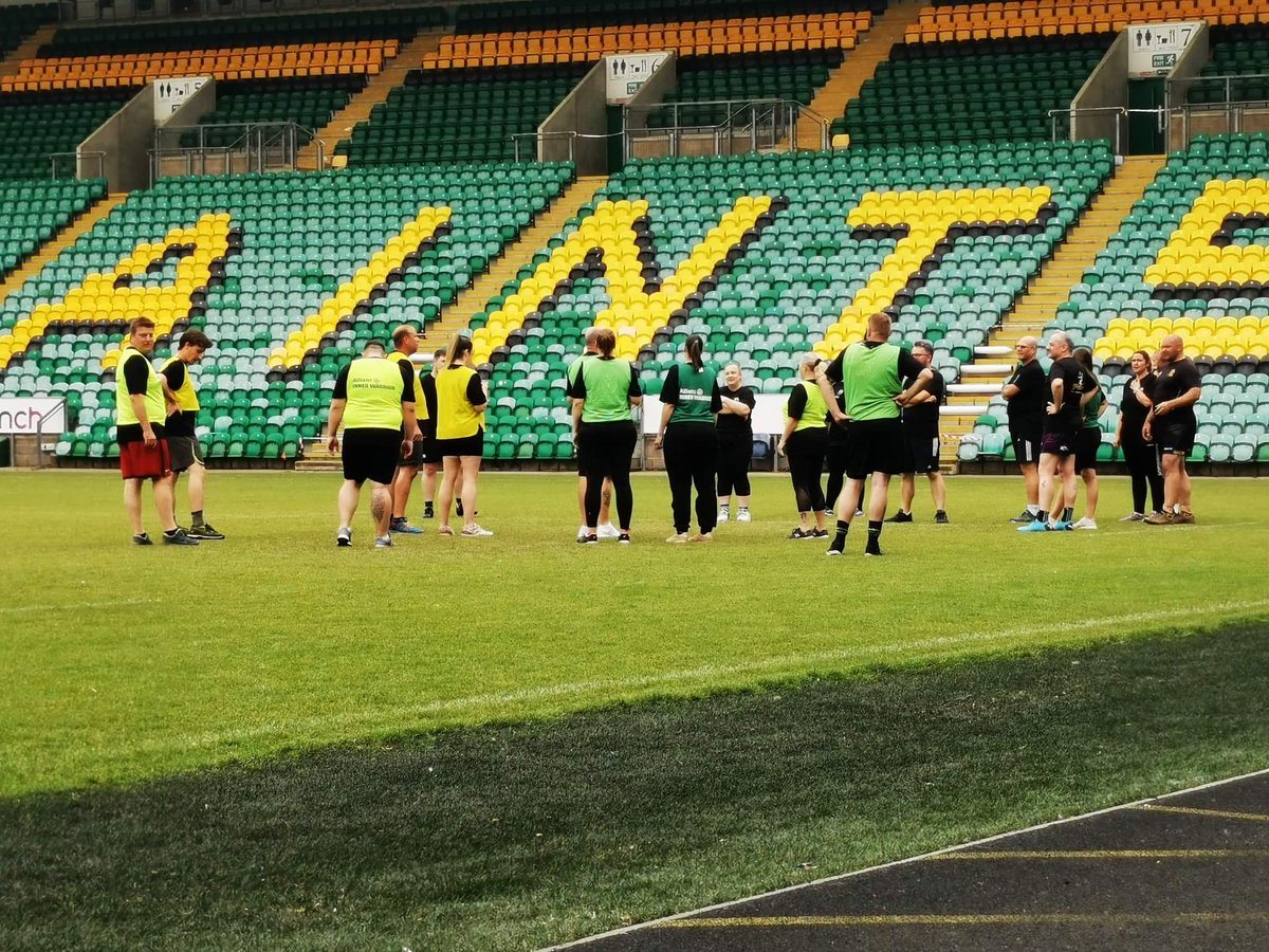 SaintsComm's tweet photo. As part of our Shred7s programme with @NHFTNHS, last night participants from both Cohorts played a joint Touch game on the main pitch here at the cinch Stadium.

We have seen some great weight loss along with improved mental wellbeing and last night was a celebration of this. https://t.co/XSX74TvbMN