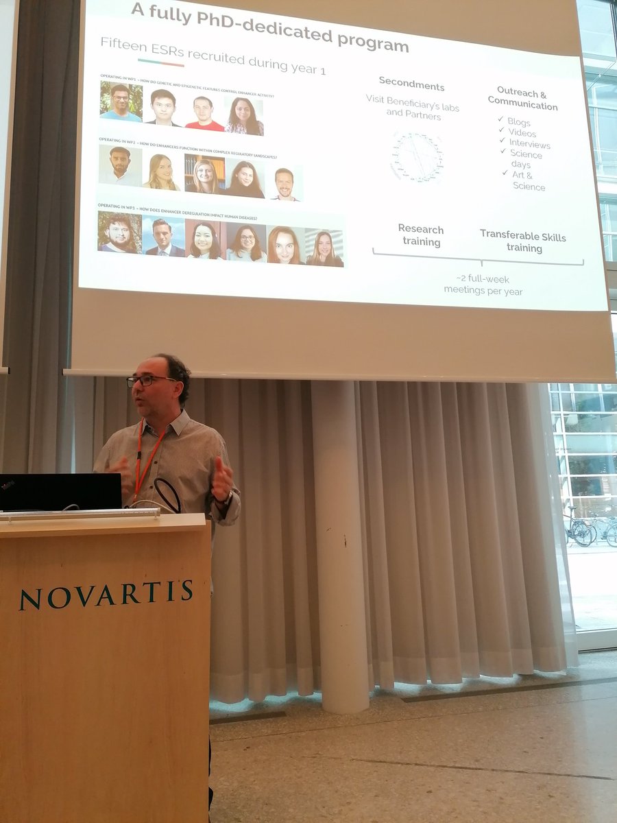 v_erconi's tweet photo. Excited to be in Basel today with all the early stage researcher colleagues of the @enhpathy_H2020 network to enjoy a visit of @Novartis institute.
Here two pics of the first introduction from Remi Terranova and @S_Spicuglia. https://t.co/eucNoZsLWo