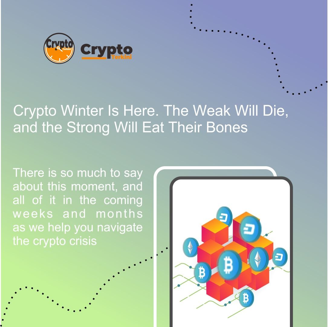 CryptoTerkini's tweet photo. Crypto Winter Is Here. The Weak Will Die, and the Strong Will Eat Their Bones

There is so much to say about this moment, and all of it in the coming weeks and months as we help you navigate the crypto crisis https://t.co/Tcy24ke2bO