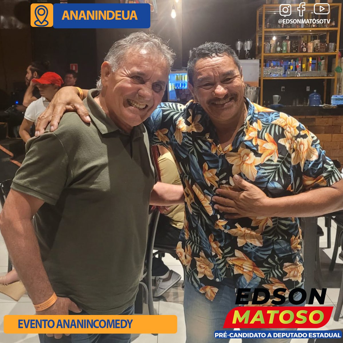 EdsonMatoso1951's tweet photo. Participei de mais uma edição do Ananin Comedy com jovens Humoristas e comediantes de Belém e Ananindeua @largados o cantor Boribori, @leocamaso, humorista Sandro Almeida, @djmatrix, @Sérgioohetero e amigos

#edsonmatoso #edsonmatosotv #estadodopará #agoraecomomatoso https://t.co/GJnFlDcBgb