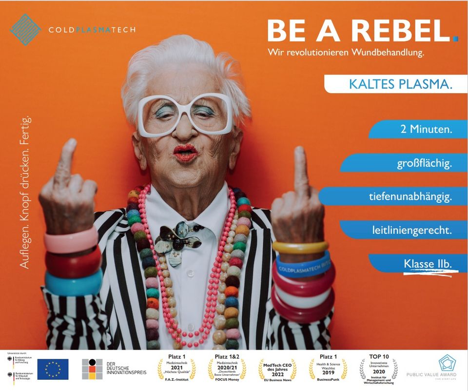 coldplasmatech's tweet image. &quot;8 Wochen sind genug&quot; lautet der Schlachtruf der Wundrebellen von #Coldplasmatech im Kampf gegen chronische Wunden. Wundversorgung war gestern -  Wundheilung ist heute! #Kaltplasmatherapie mit #CPTpatch macht es möglich. Patienten, Anwender und Ärzte: &quot;8 Wochen sind genug&quot; !!!