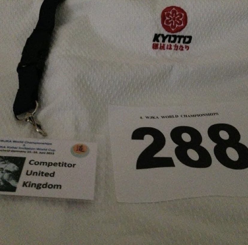cj_pompey's tweet photo. More happy memories from 9years ago. Where does the time go?! I said Iβd get back in a gi this year but it hasnβt happened yet! I donβt think my body would take it these days π€£ππ₯΄π₯ #karatekid #champion #germany #trainedhard https://t.co/pOD6euvKxu