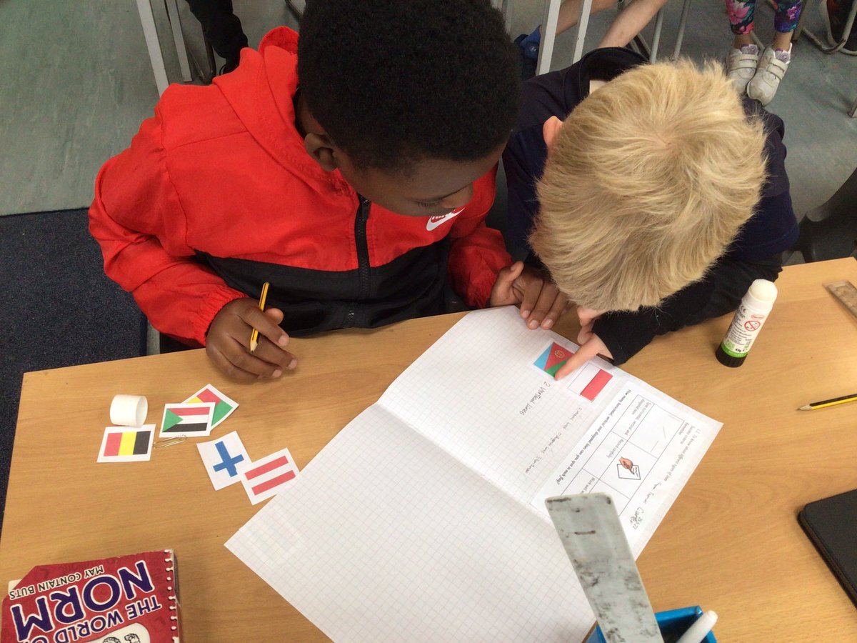 Investigating horizontal, vertical and diagonal lines in flags.