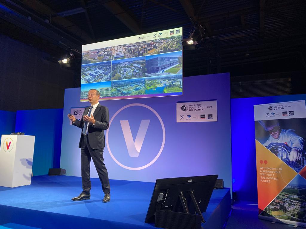 IP_Paris_'s tweet photo. [#IPParisVIVATECH] "How can we be relevant, provide solutions, continue to pull innovation ?" asks Eric Labaye, President of @IP_Paris_ " while opening the #workshop with the topic “Interdisciplinary Research:the way forward to respond to global challenges”. #Energy4Climate https://t.co/2IVOCZ2M3i