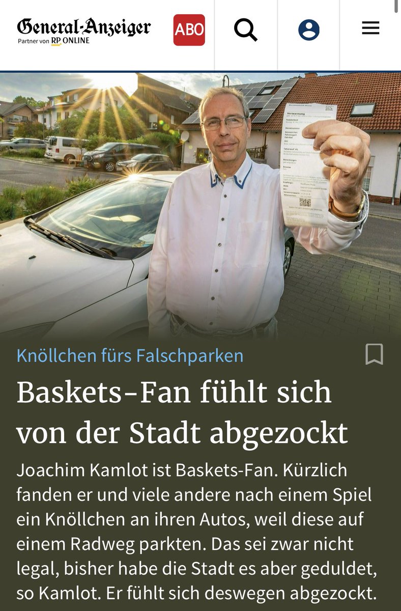 Auf einem Radweg parken und sich dann abgezockt fühlen, weil die Stadt irgendwann mal Recht durchsetzt… 🤦‍♂️