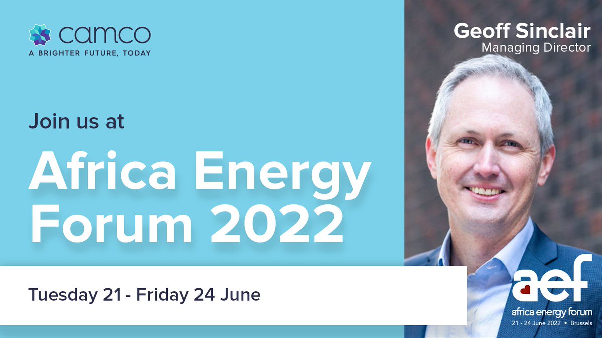 Going to #AfricaEnergyForum next week? 

Camco's @Geoff_Camco, @BenHugues, @IevaIndre, Brian Lukera Wambani & Zach Lebovitz will be at stand 220. Drop by and say hello if you're attending! 👋

Not registered? Click here: bit.ly/3uJQqWD

#aef22 @EnergyNet_Ltd