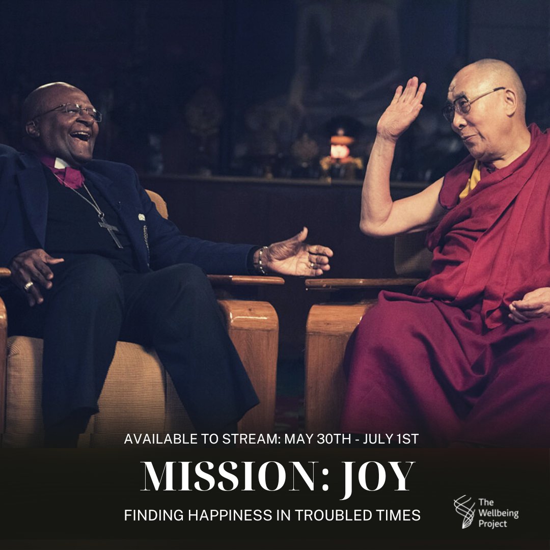 TheWellbeingP's tweet photo. 📹 There is still time to catch up on Mission: JOY!, an enlightening, peek-behind-the-curtain documentary built around the extraordinary friendship between His Holiness the Dalai Lama and Archbishop Desmond Tutu: https://t.co/dEkv0ycA4x #Joy #TheWellbeingProject https://t.co/REg7e9xMMf