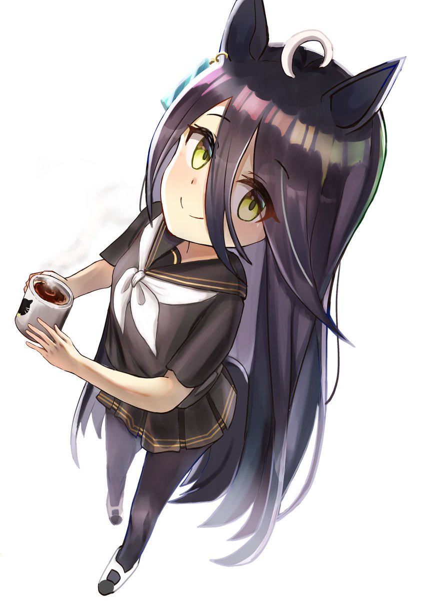 manhattan cafe (umamusume) 1girl animal ears horse ears solo long hair horse girl black hair  illustration images