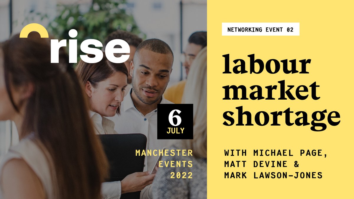 Have you RSVP'd to our next RISE networking event yet? 🎫

<a href="/MichaelPageUK/">Michael Page UK</a> discuss labour market shortage including difficulty in recruitment and the effect of the cost of living in the labour market.

Secure your FREE ticket: eventbrite.co.uk/e/shortages-la…