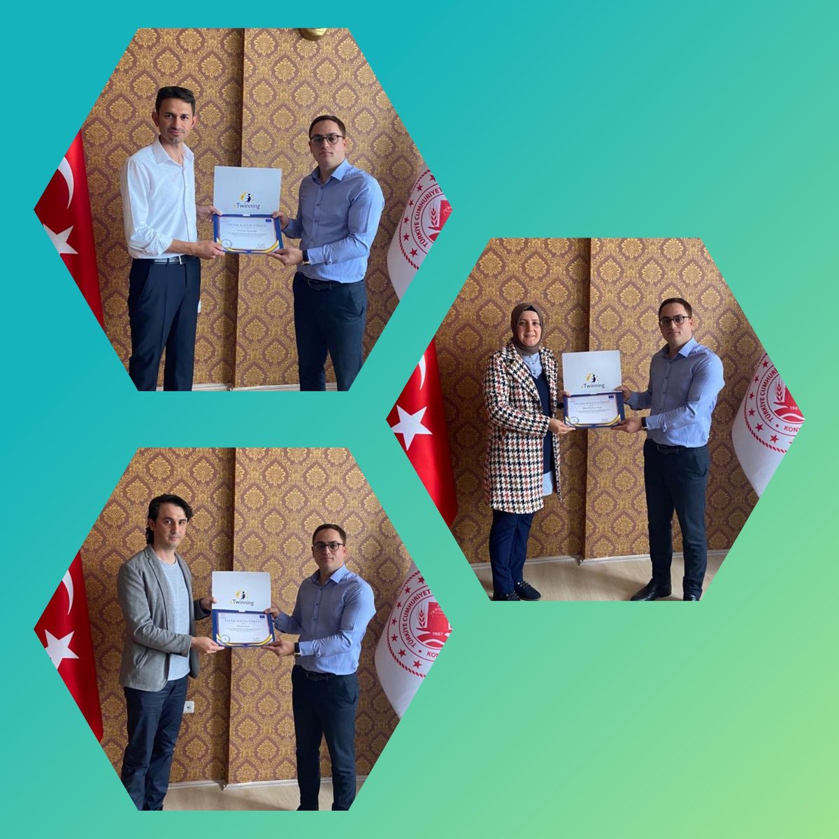 Okul Müdürümüz Ferhat AYKUTLU, öğretmenlerimiz Kamil UÇAR, Ülkü BEYHAN UÇAR ve Gülten BENLİ KALKAN'a 2020-2021 Eğitim Öğretim yılında yürütmüş oldukları eTwinning projeleri kapsamında aldıkları kalite etiketleri Kaymakamımız Murat ÇİÇEK tarafından takdim edildi.<a href="/MahmutZengin42/">Mahmut Zengin</a>