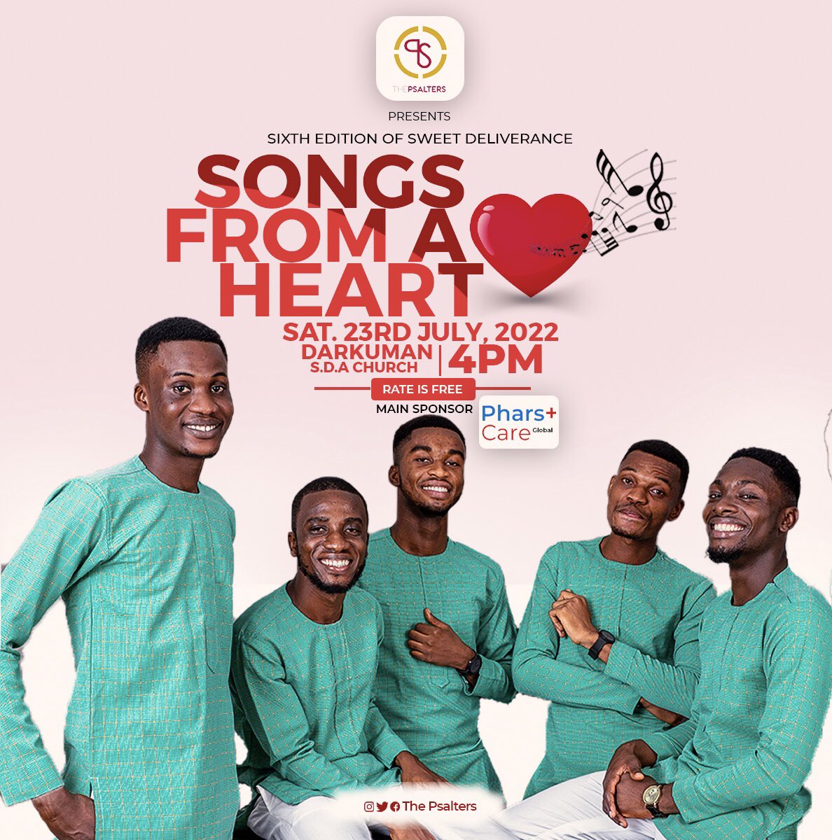 ThePsalters's tweet photo. #SweetDeliveranceAt6
#SongsFromAHeart
#SOFAH
#PharsCareGlobal
#ThePsaltersXperience
#ThePsaltersMusic
#ThePsaltersEffect https://t.co/DzfiLsNbmA