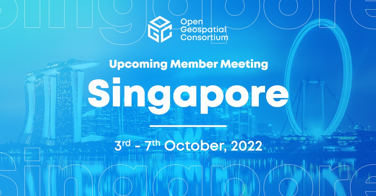 opengeospatial's tweet photo. Join us and continue the discussion with your innovative technology, standard, initiative, or all of the above this October 3-7 in Singapore in partnership with the Singapore Land Authority. Save the date: https://t.co/QlOFMssgCl
#DigitalTwins #Singapore #LocationInformation https://t.co/gro7KEpIEB