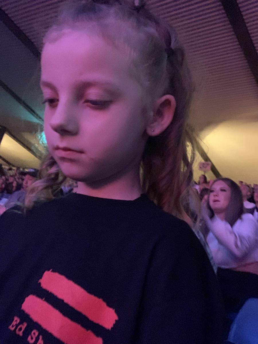 ShazMilne's tweet photo. When she thinks her favourite song Bad Habbits isn't coming on 🙈went from sad to bouncing about the seats 💃💃 thanks @edsheeran  for a fantastic 1st concert for a 7 year old she bounced her way through the night 🤣 https://t.co/Rj7XImYWch