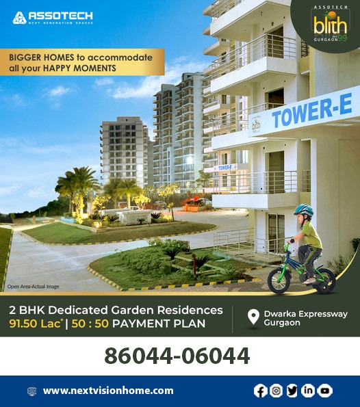 ibharattweets's tweet photo. Dwarka Expressway is excellent for people who wish to invest with a horizon of 2-3 years. Next Vision Home offering "Assotech Blith" with best layouts and right on Dwarka Expressway. For bookings 86044 06044. #realestate #safeinvestments #nextvisionhome https://t.co/g6EiORRqN0