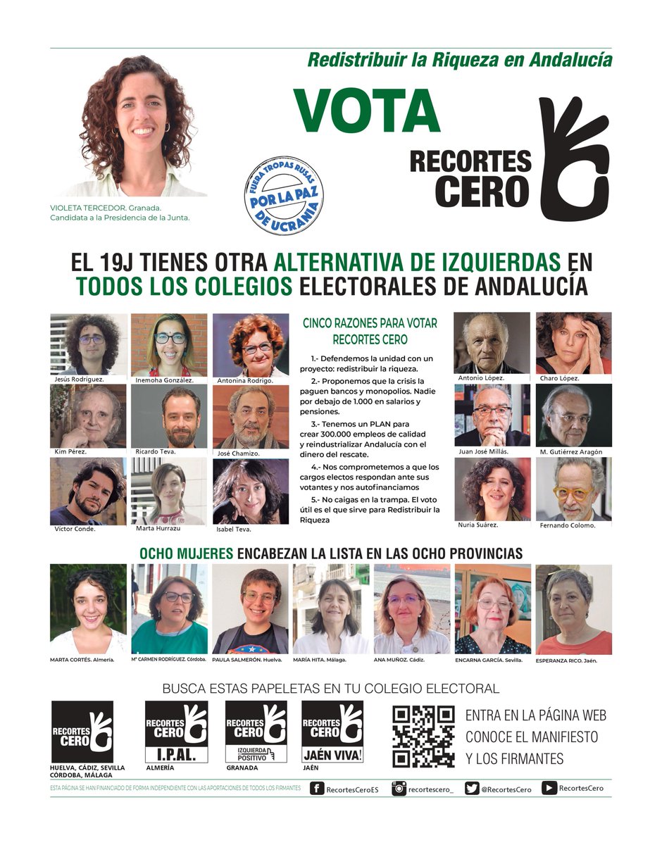 RecortesCero's tweet photo. El pintor Antonio López y el director Manuel Gutiérrez Aragón se unen a José Chamizo y Antonina Rodrigo para pedir el voto a #RecortesCero

Una alternativa, encabezada por 8 mujeres, en las 8 provincias de #Andalucía 

Mira el manifiesto 👉🏼https://t.co/V5T6eVDAfI https://t.co/Zsn1DrBHGT