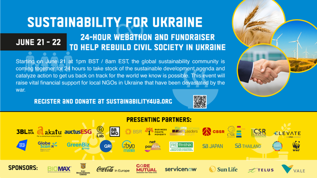 FightPoverty's tweet photo. 🇺🇦 Join @GlobeScan, CSR Ukraine and @CSREuropeOrg on June 21 for a 24-hour web-a-thon that will explore the future of sustainability and raise vital financial support for local NGOs in Ukraine.

Register and donate: https://t.co/d5u72NDS1Y

#BizForEquity #FightPoverty https://t.co/WpeDHMXt5Y