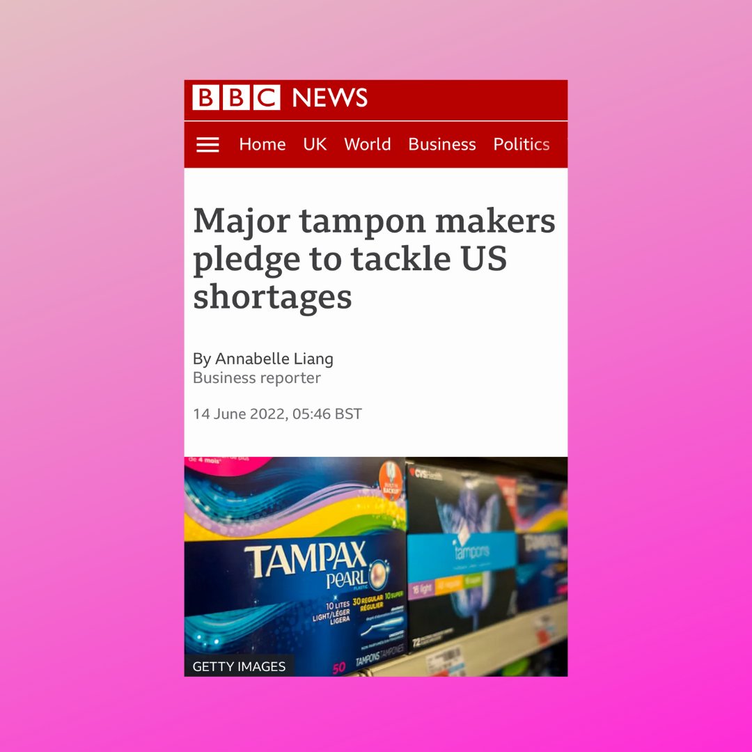 People who flow in the US have been sharing their experiences of a Tampon Shortage and price surge. Access to period products is a human right, with the cost rising, we will see more people who flow experiencing period poverty and its devastating impact. #periods #tamponshortage