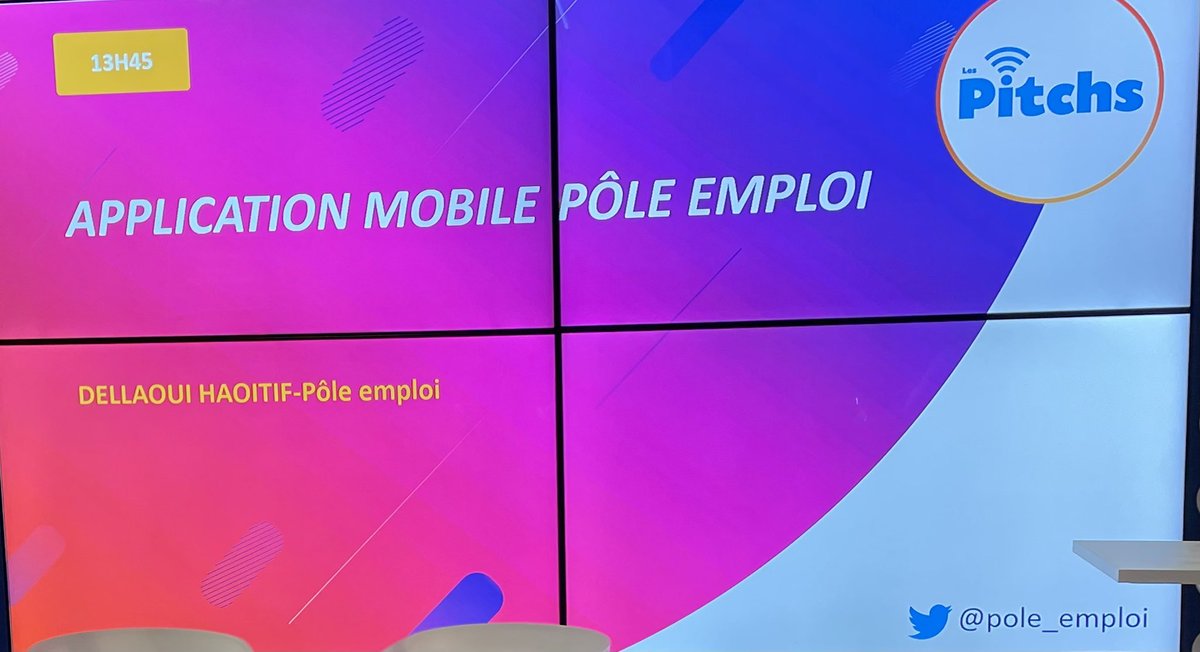 🔴[Pitch ~ Les talk Pole Emploi🎙]

Les Applications mobiles Pôle Emploi 
Avec <a href="/HaoitifDellaoui/">haoitif dellaoui</a> 

Des services digitaux 🔝qui s’enrichissent et s’adaptent aux besoins 🚀

✅Mon Espace 
✅Mes offres
✅Ma formation 

👉Simples, rapides, pratiques 

#AvecPôleEmploi #VivaTech