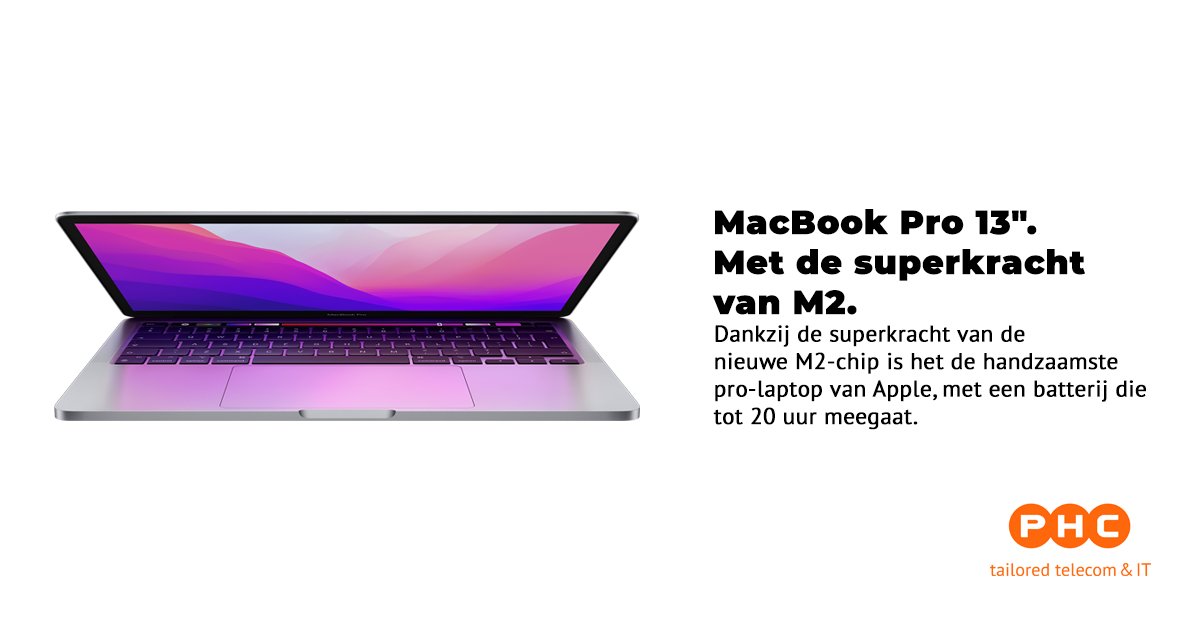 De nieuwe MacBook Pro 13” is vanaf vandaag te bestellen bij PHC. Benieuwd naar deze nieuwe krachtpatser van Apple in combinatie met een PHC tailored cloud werkplek? Neem dan contact met ons op.
phc.nl/cloud #MacBookProM2 #Apple #Werkplek