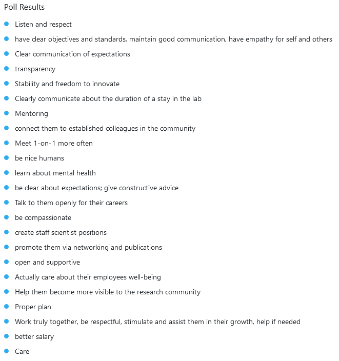 GSO_eV's tweet photo. We asked attendees of our #tbhconference what PIs/Professors can do to improve the situation of #PhD candidates & #Postdocs. Here are a few answers:
#IchbinHanna https://t.co/FNQg2UVGaI