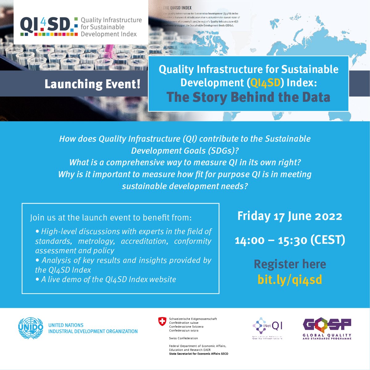 📢TODAY IS THE DAY! Did you know that #QI is an enabler of #Sustainable Development? Find out how by registering here #QI4SDIndex: bit.ly/qi4sd 

<a href="/SECO_CH/">SECO</a> <a href="/UNIDO/">UNIDO</a> #INetQI
