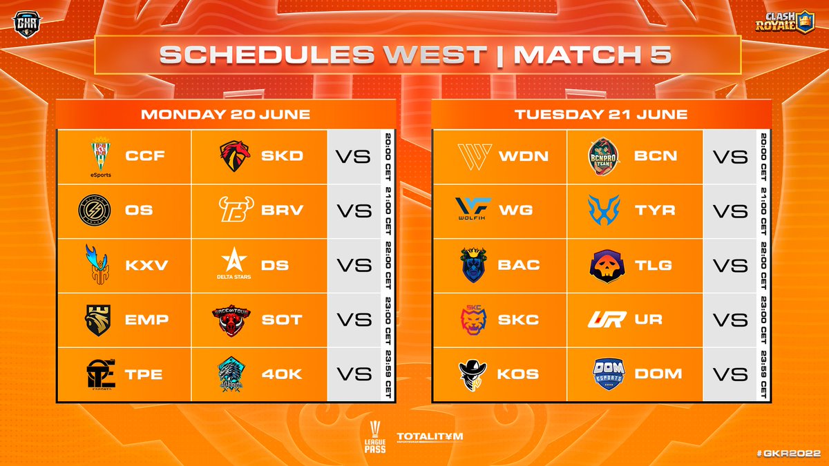 GKR 2025 (@gkrleagues) on Twitter photo ๐ #GKR2022 <a href="/EsportsRoyaleEN/">Clash Royale Esports</a> - WEST
๐ MATCH 5
๐ช๐ธ๐ช๐ธ <a href="/CCF_eSports/">Cรณrdoba CF eSports</a> VS @SKD_ClubES
๐ต๐ช๐ช๐ธ <a href="/OlimpoSquad/">Olimpo Squadโก๏ธ</a> VS <a href="/Team_Bravus/">Team Bravus</a>
๐ฒ๐ฝ๐ฒ๐ฝ #KOKXVatra VS <a href="/DeltaStarsGG/">Delta Stars</a>
๐ช๐ธ๐ช๐ธ <a href="/EmpireClubeu/">Empire</a> VS <a href="/sace_tour/">Sace On Tour</a>
๐ฉ๐ช๐ช๐ธ @TopxTLG VS @40KLHES
๐ด WATCH HERE!
bit.ly/lp-summer_west ๐ #GKR2022 <a href="/EsportsRoyaleEN/">Clash Royale Esports</a> - WEST
๐ MATCH 5
๐ช๐ธ๐ช๐ธ <a href="/CCF_eSports/">Cรณrdoba CF eSports</a> VS @SKD_ClubES
๐ต๐ช๐ช๐ธ <a href="/OlimpoSquad/">Olimpo Squadโก๏ธ</a> VS <a href="/Team_Bravus/">Team Bravus</a>
๐ฒ๐ฝ๐ฒ๐ฝ #KOKXVatra VS <a href="/DeltaStarsGG/">Delta Stars</a>
๐ช๐ธ๐ช๐ธ <a href="/EmpireClubeu/">Empire</a> VS <a href="/sace_tour/">Sace On Tour</a>
๐ฉ๐ช๐ช๐ธ @TopxTLG VS @40KLHES
๐ด WATCH HERE!
bit.ly/lp-summer_west