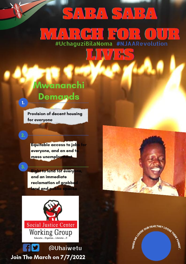 UmojaCenter's tweet photo. All Humans have a right to life as enshrined in the constitution.
#SabaSabaMarchForOurLives 
#UchaguziBilaNoma
#NJAARevolution @KaySaba_MG @KasinaMaryanne @rslafrica @UhaiWetu @KTNNewsKE https://t.co/P6unjDjkop