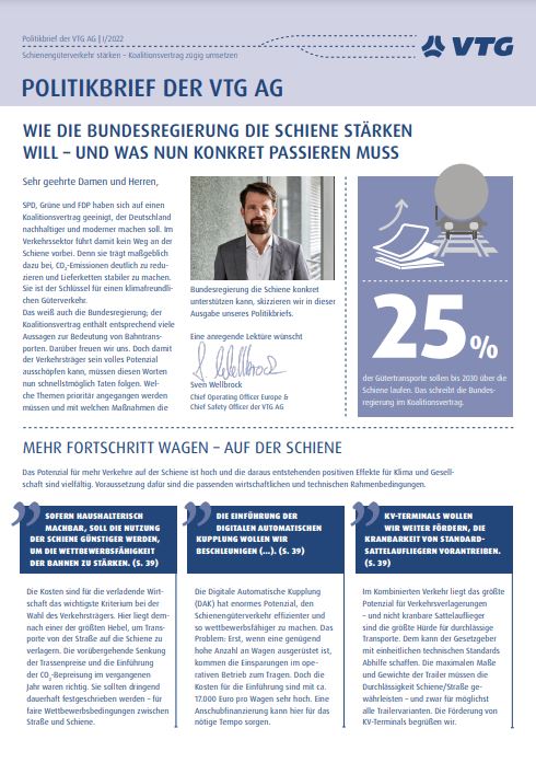 Die im #Koalitionsvertrag von SPD, FDP und Grünen vorgelegten Pläne für den #Bahnverkehr befürworten wir vollumfänglich. Nun ist es an der Zeit, sie auch umzusetzen. Dazu mehr in der aktuellen Ausgabe des VTG-Politikbriefs: bit.ly/3mX8h8S
