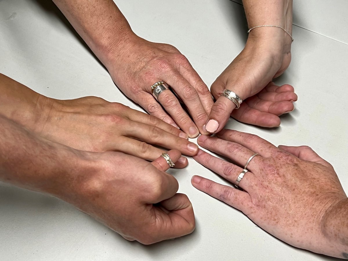 Another fab #TresorysKernow #Metalsmithing workshop last night with the incredibly talented <a href="/brown_elby/">Elby Brown Jewellery</a> 
Thanks to the owners of these hands for taking part and showing off their gorgeous silver creations! 😉

#Free   #Bodmin   #Cornwall  #Creativity