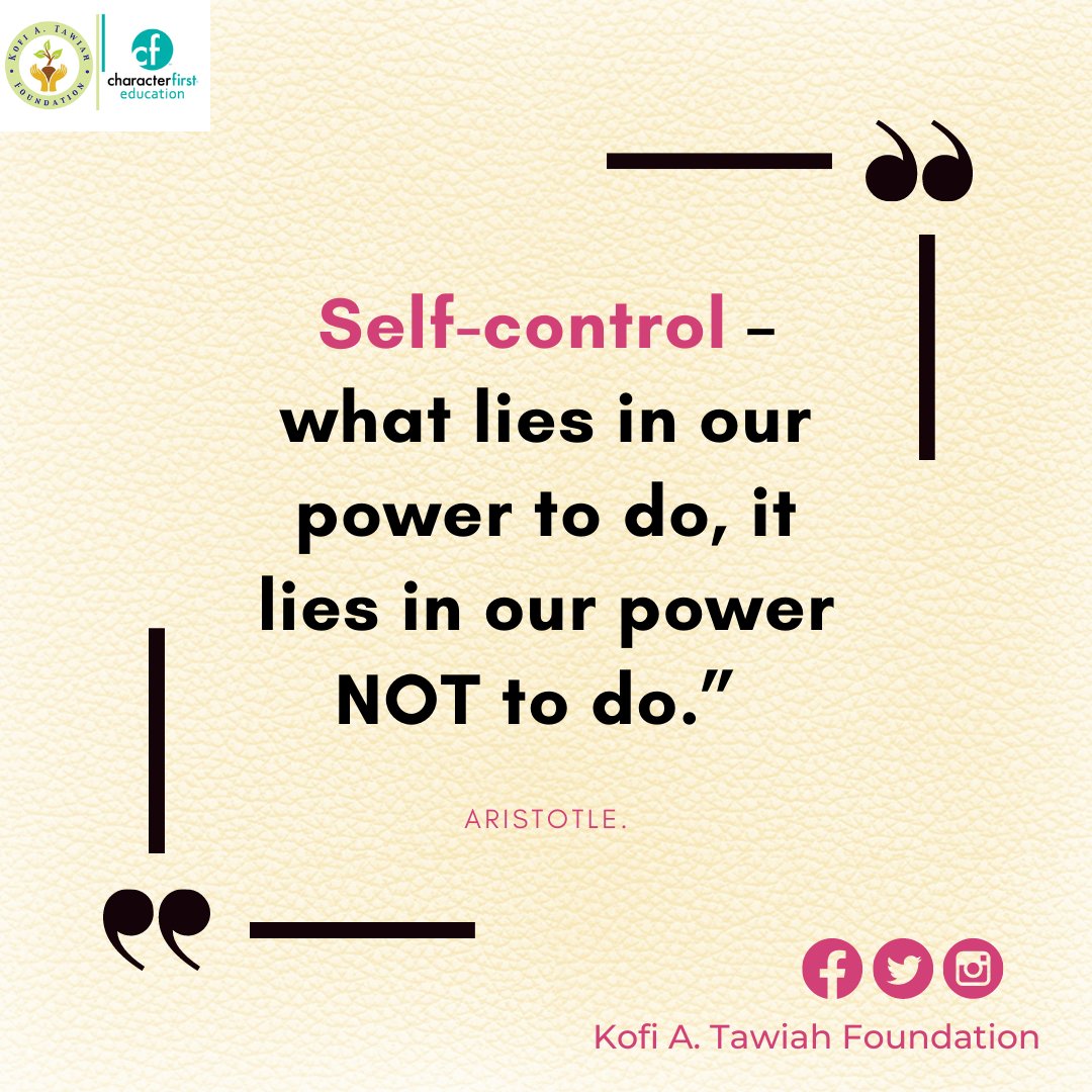 KofiATawiahfdn's tweet photo. The power of NOT to do, even if we are tempted to do. That is self control.
#Selfcontrol
#Selfcontroliskey
@KofiATawiahfdn https://t.co/Jc63ueJYTe