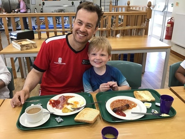 WycliffePrep's tweet photo. Pupils from Pre-Prep @WycliffePrep invited their most important male role models to school this morning for a Father’s Day full English. They shared a delicious breakfast in the school dining hall and now look forward to celebrating #FathersDay once again on Sunday! 🥓 https://t.co/NCs5LFsYvj