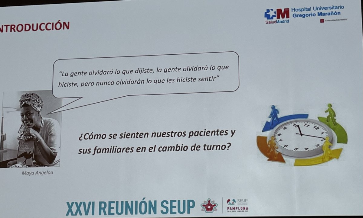 TSEUP's tweet photo. 👉 Integración del paciente y sus familiares en el proceso de transferencia de información clínica en el cambio de turno

✍️ Muñoz Cutillas A.

🏥 HGU Gregorio Marañón 
#CongresoSEUP https://t.co/8sKDKZG5Be