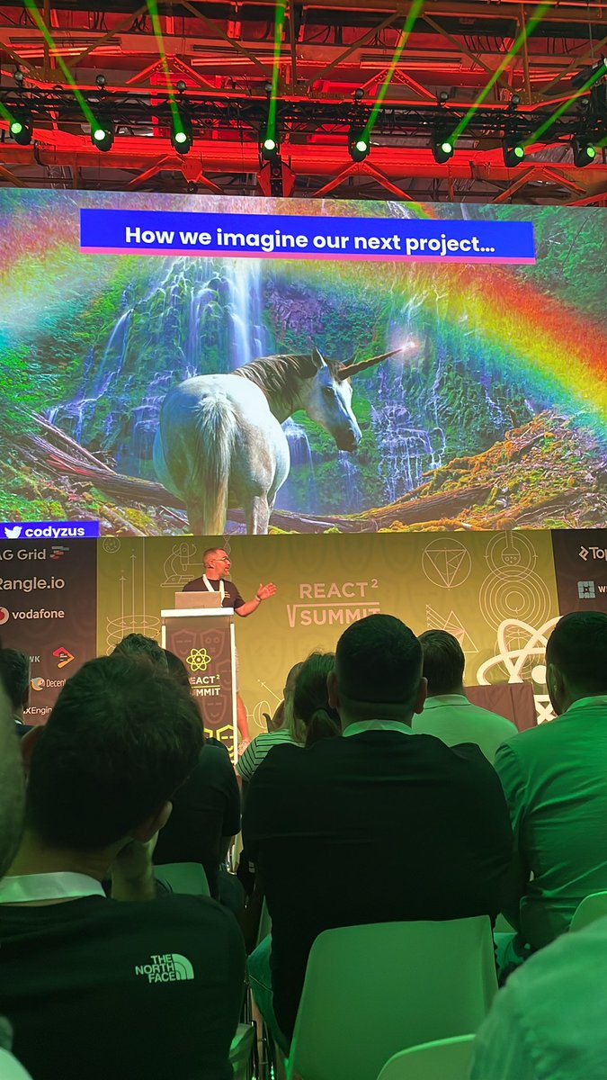 PricemoovEng's tweet photo. Rainbows, unicorns and full stack apps, only at #ReactSummit can that make sense… #ReactJS #javascript #codinglife https://t.co/OCHOziySnh