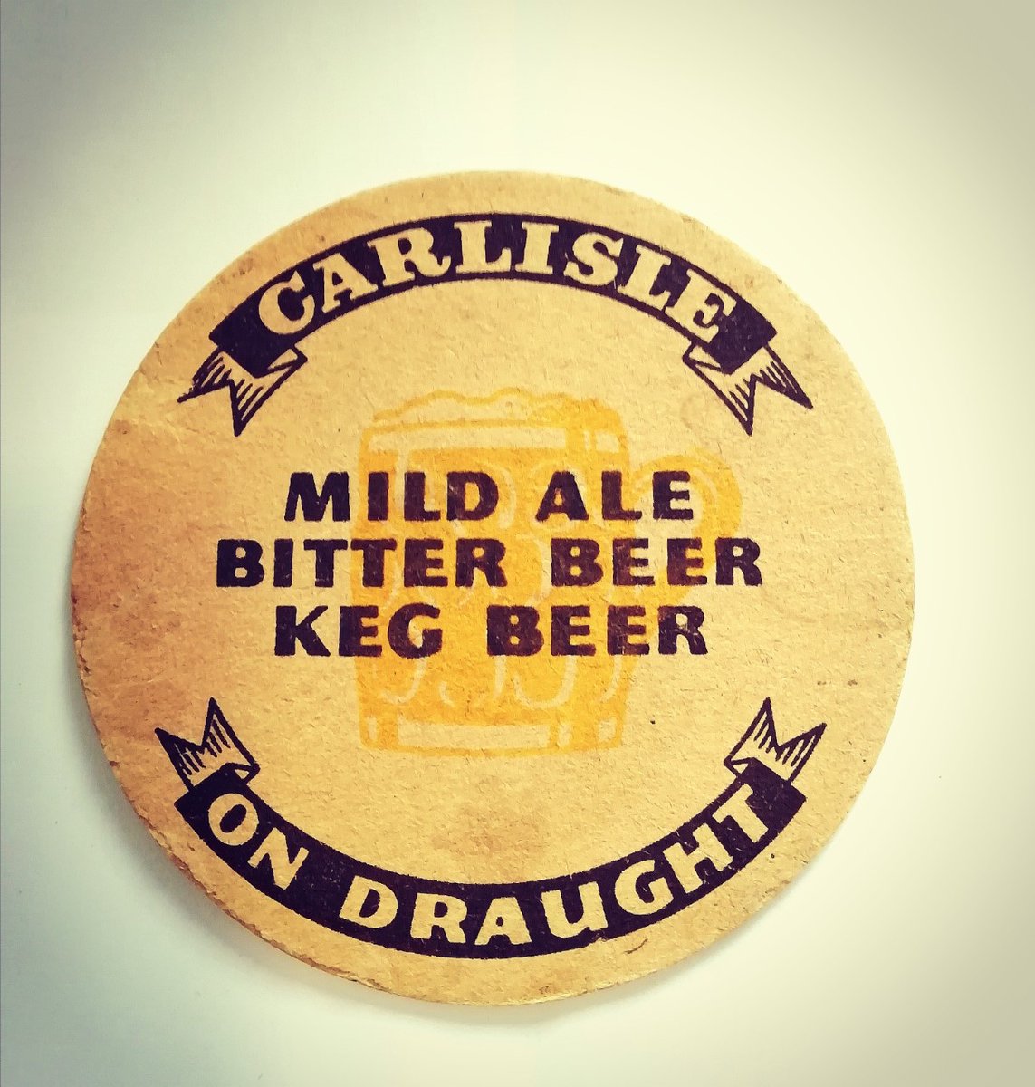 Devils_Porridge's tweet image. This #StateManagment coaster from The Devil&apos;s Porridge #Museum&apos;s collection. It has two diffrent sides, both of which can be seen in the #photos. One reads &apos;Carlisle on Draught&apos;, while the other reads &apos;Carlisle Brewery.&apos;